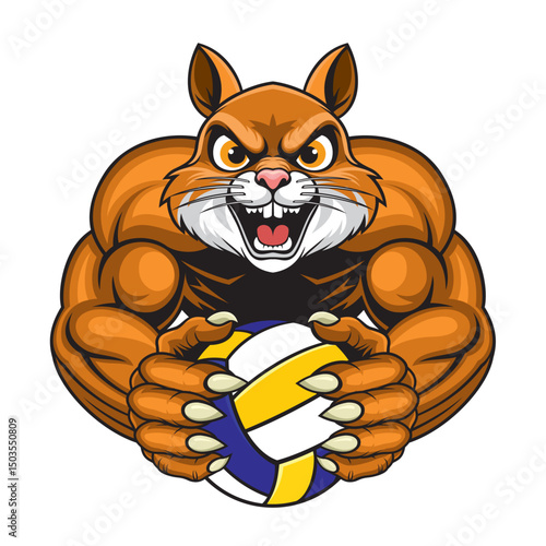 volleyball mascot squirrel vector illustration design