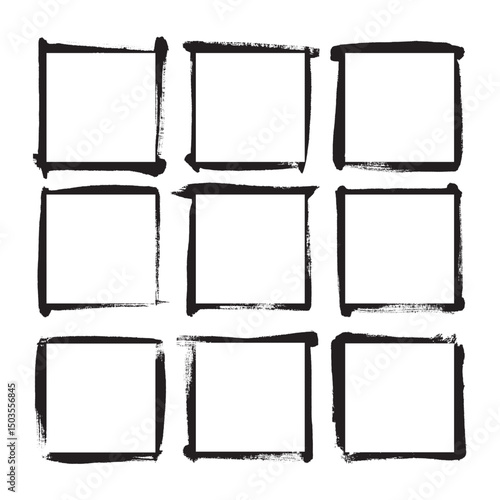 Vector Square In Grunge Style Frames Set