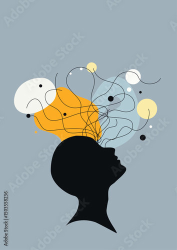 Overthinking, Mental health, Communication, Breakdown, Mind, Panic, Psychology, Thoughts, Artwork, Vector