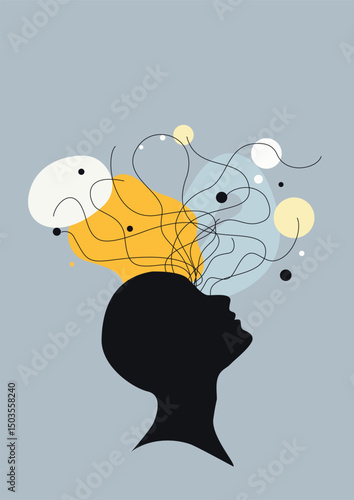 Overthinking, Mental health, Communication, Breakdown, Mind, Panic, Psychology, Thoughts, Artwork, Vector