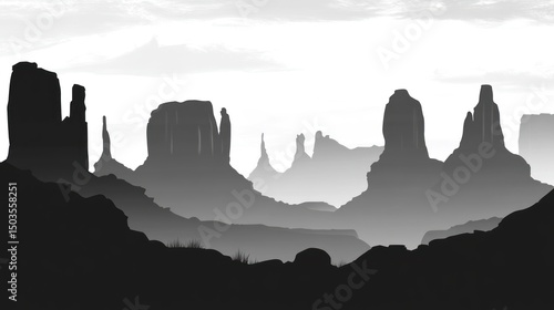 Monochrome desert landscape