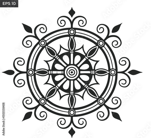 Minimalist Dharma Wheel Design