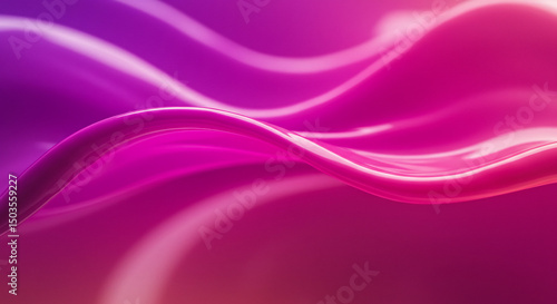 Wallpaper Mural Luminous gradient liquid waves transition smoothly from purple to vibrant pink. This glossy, abstract fluid motion creates an elegant, modern background, perfect for dynamic contemporary designs. Torontodigital.ca