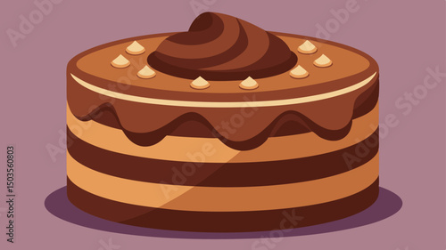 A delicious chocolate cake close-up reveals rich layers, smooth frosting, and a moist texture. This chocolate cake vector captures every sweet detail in a tempting and elegant composition.