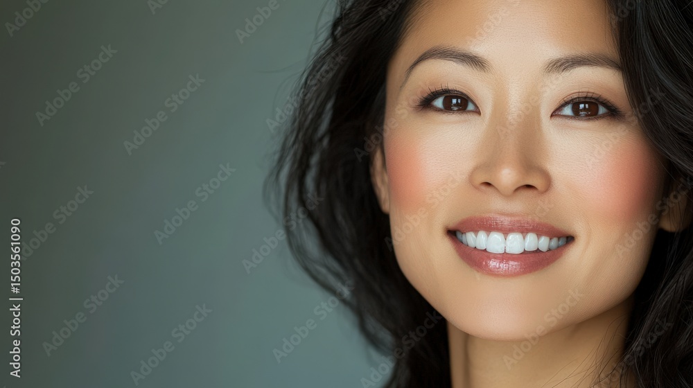 Close-up portrait of a woman with a radiant smile. Close-up portrait of a woman with a radiant smile.