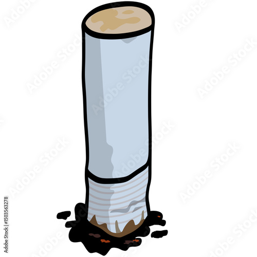 Cigarette Butt Illustration Vector Drawing