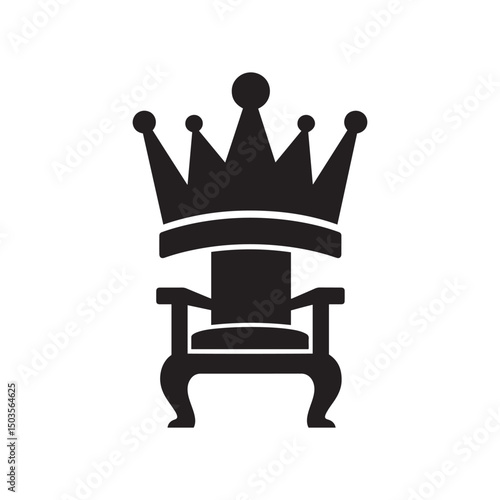 King's Throne Silhouette – Black and White Minimal Vector Illustration