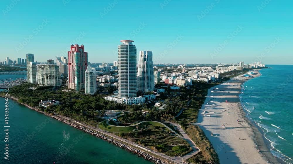 Aerial view on skyscraper cityscape. Downtown city aerial view. Luxury skyscraper in Miami. City skyline with skyscraper. Aerial cityscape. Miami South beach luxury architecture. Urban skyscraper Aerial view on skyscraper cityscape. Downtown city aerial view. Luxury skyscraper in Miami. City skyline with skyscraper. Aerial cityscape. Miami South beach luxury architecture. Urban skyscraper
