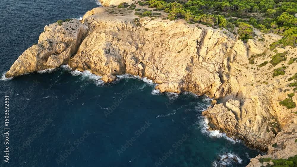 Aerial view at Punta de Capdepera cliff side Aerial view at Punta de Capdepera cliff side