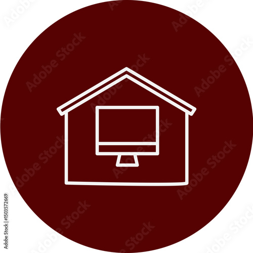 Work From Home Vector Brown Circle Icon Design