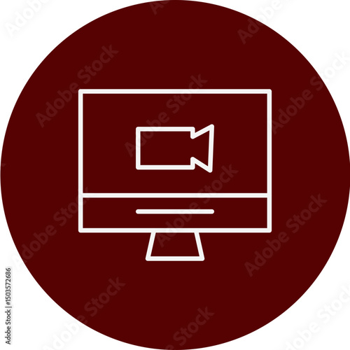 Video Conference Vector Brown Circle Icon Design