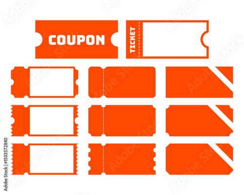 Set of coupon lottery and gift frames and illustrations soccer Ticket Ribbon Raffle Discount Ticket