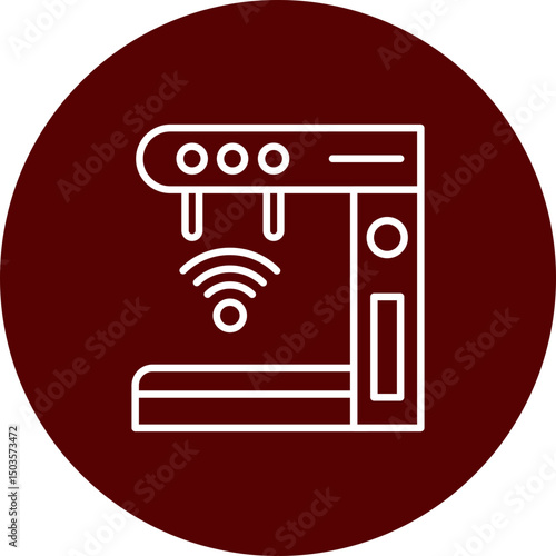 Smart Coffee Maker  Vector Brown Circle Icon Design