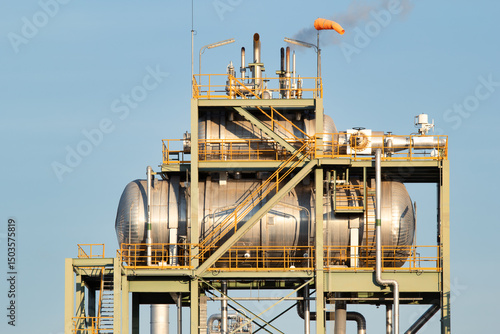 Bilde på lerret Deaerator heat exchanger or boiler feedwater in thermal power plant or combined cycle gas turbine plant at night