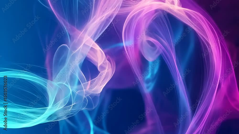 Abstract swirling, vibrant, translucent ribbons in teal and magenta. Dynamic, flowing lines on dark background Abstract swirling, vibrant, translucent ribbons in teal and magenta. Dynamic, flowing lines on dark background