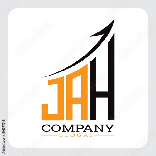 JAH Company Logo Design Growth vector, JAH Upward Arrow Business Success Logo vector, JAH Corporate Branding Logo , JAH logo design, JAH simple and modern logo, JAH business finance logo design, etc.