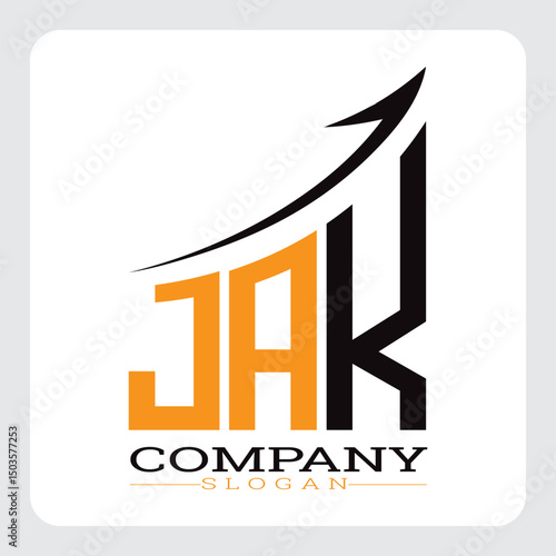 JAK Company Logo Design Growth vector, JAK Upward Arrow Business Success Logo vector, JAK Corporate Branding Logo , JAK logo design, JAK simple and modern logo, JAK business finance logo design, etc.