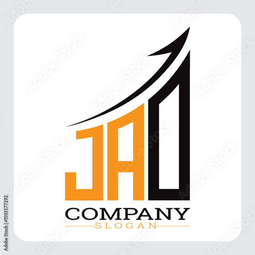 JAO Company Logo Design Growth vector, JAO Upward Arrow Business Success Logo vector, JAO Corporate Branding Logo , JAO logo design, JAO simple and modern logo, JAO business finance logo design, etc.