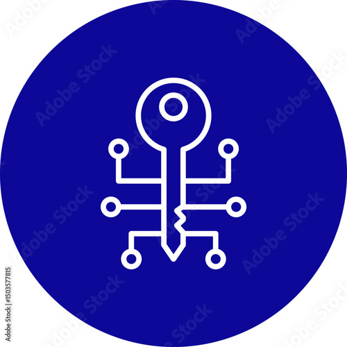 Key Vector Line Blue Circle Icon Design