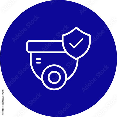 Cctv Vector Line Blue Circle Icon Design