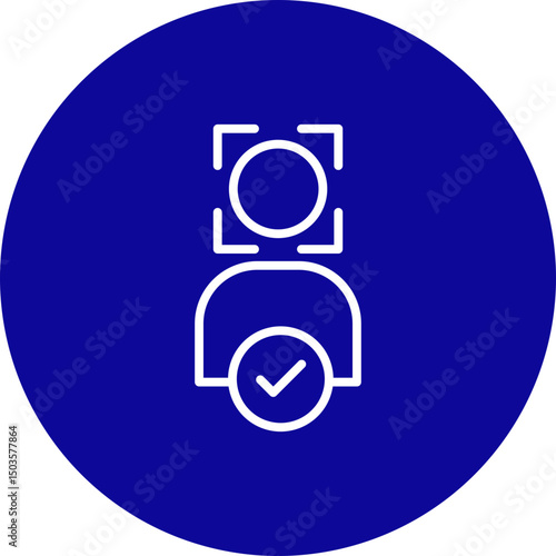 Facial Recognition Vector Line Blue Circle Icon Design