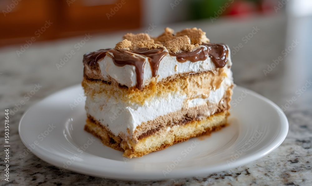S'mores Ice Cream Layer Cake, Generative AI S'mores Ice Cream Layer Cake, Generative AI