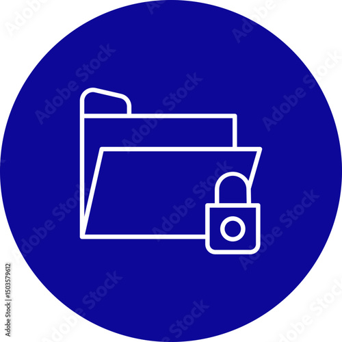 File Protection Vector Line Blue Circle Icon Design for personal and commercial use