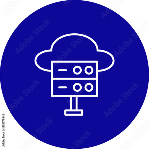 Hosting Vector Line Blue Circle Icon Design for personal and commercial use