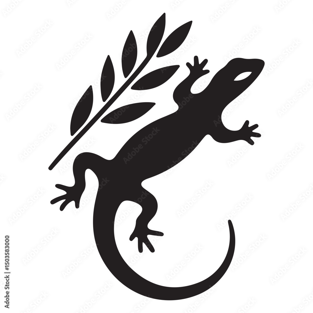 Naklejka premium Lizard Vector Silhouette Icon