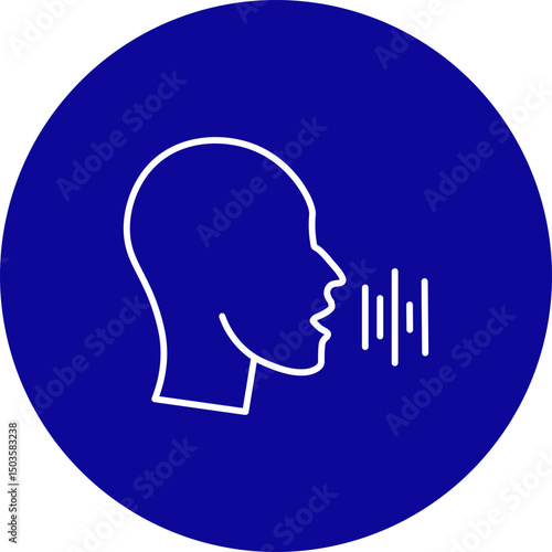 Speech Vector Line Blue Circle Icon Design