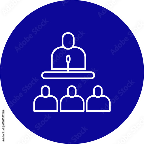 Seminar Vector Line Blue Circle Icon Design