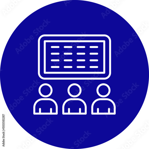 Classroom Vector Line Blue Circle Icon Design
