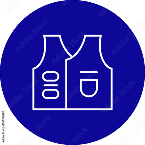 Vest Vector Line Blue Circle Icon Design