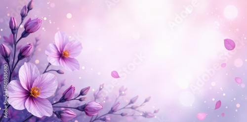 Subtle purple watercolor floral design, funeral program template, pretty, purple floral, beautiful