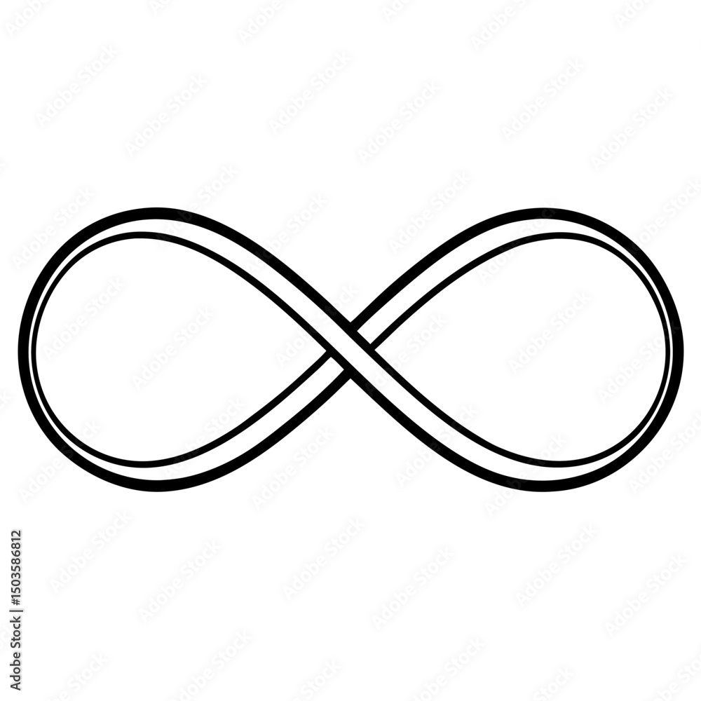 Single infinity line art icon on white background. Single infinity line art icon on white background.