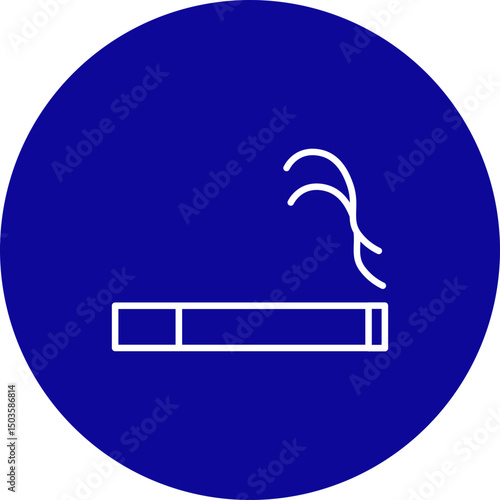 Smoking Vector Line Blue Circle Icon Design