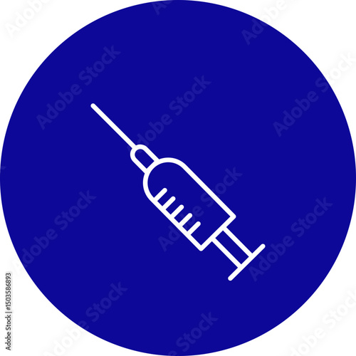 Syringe Vector Line Blue Circle Icon Design