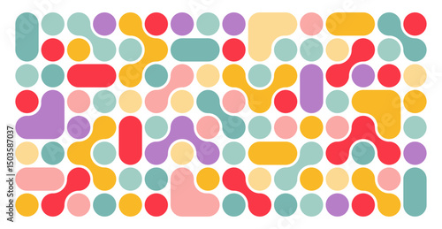 Abstract Geometric Shape Blob Pattern on White Background. Organic Connect Icon Graphic. Vector Circular Grid Graphic Design