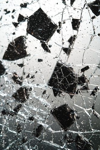 Shattered glass fragments in a complex pattern.