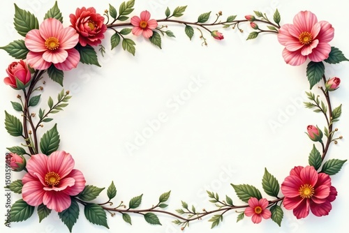 Elegant floral frame, entwined blooms & vines , luxury, vine, sophisticated