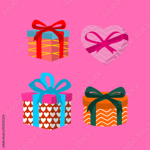 Present icon gift birthday. Gift box icon set. Flat style. Vector eps	