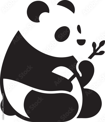 Minimalist Black and White Panda Illustration for Designers