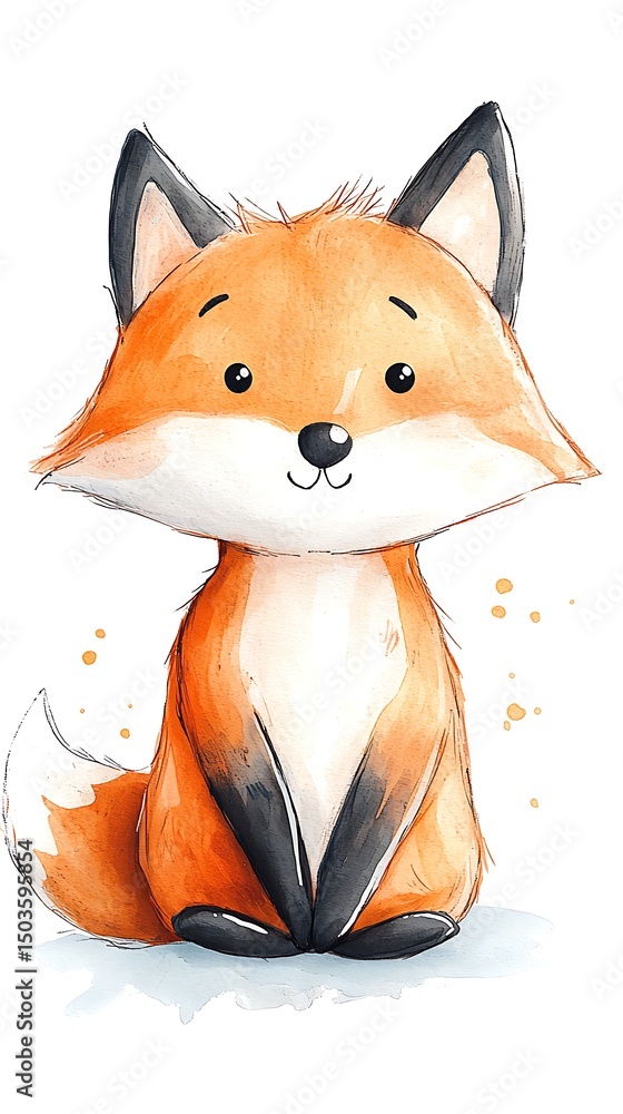 Obraz premium Cute Cartoon Fox Illustration.