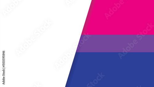 Abstract geometric background in bisexual pride flag colors – soft pink, purple and blue with paper texture, modern design