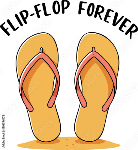 Flip-flop sandals summer footwear with text flip-flop forever casual style design 