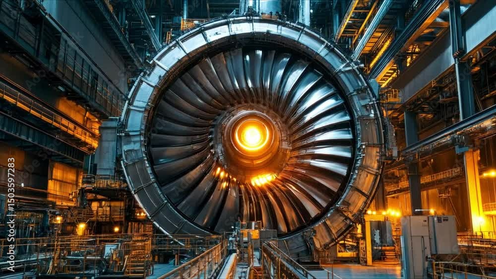 Robotic Spiral Turbine. Futuristic Sci-Fi Machine with Glowing Energy Cores in a Cyberpunk Industrial Complex Robotic Spiral Turbine. Futuristic Sci-Fi Machine with Glowing Energy Cores in a Cyberpunk Industrial Complex