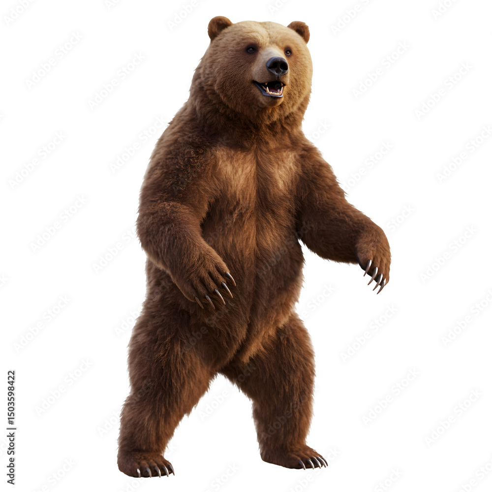 Obraz premium brown grizzly bear standing, isolated background. Generative Ai