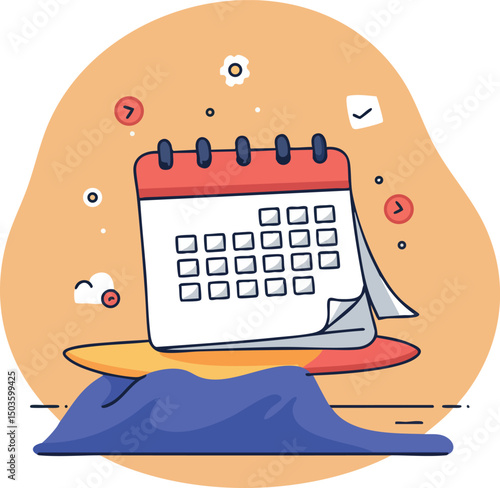 Desk calendar with red and blue colors on abstract background vector illustration 