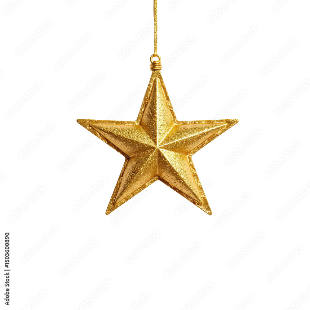 Golden star ornament, festive decor, elegant sparkle, holiday decoration, isolated on transparent background.. Golden star ornament, festive decor, elegant sparkle, holiday decoration, isolated on transparent background..