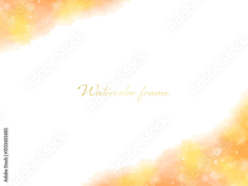 黄色とオレンジのグラデーションが綺麗な水彩フレーム背景イラスト